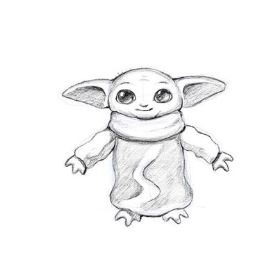 Baby Yoda Cute, Beloved Character, Adorable Creature, Tiny Jedi, Galactic Charm Drawing