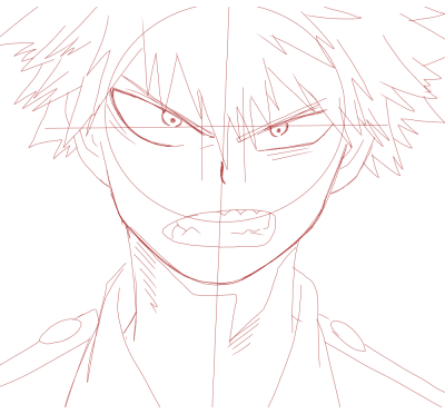 Bakugo, Heroic, Determined, Fiery, Explosive Drawing