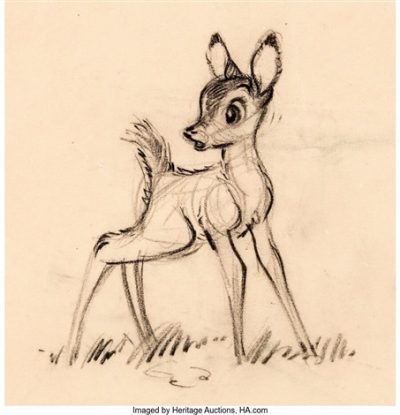 Bambi, Forest, Friendship, Growth, Loss Drawing