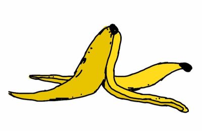 Banana Peel, Slipping Hazard, Comedy Gag, Classic Joke, Prank Prop Drawing