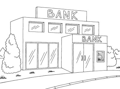 Banking, Bankers, Banknote, Bankroll, Bankrupt Drawing