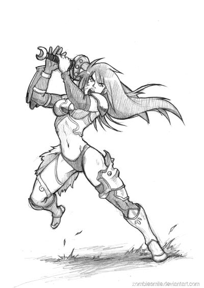 Barbarian Girl, Fierce, Warrior, Freedom, Adventure Drawing