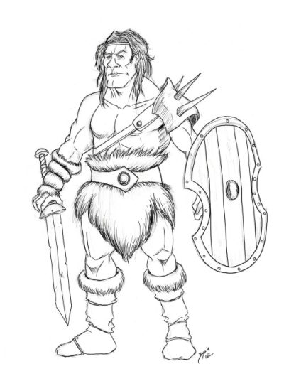 Barbarian, Fierce, Conqueror, Warrior, Untamed Drawing