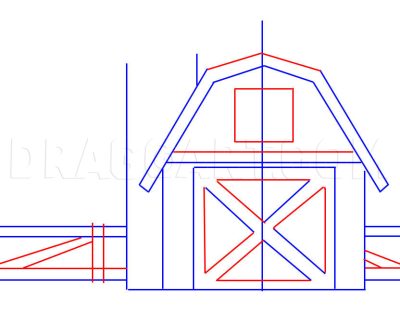 Barn, Farm, Shelter, Structure, Storage Drawing