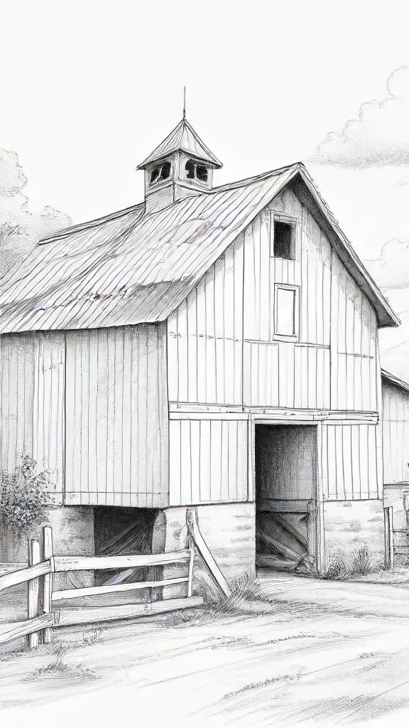 Barn Drawing Sketch Image