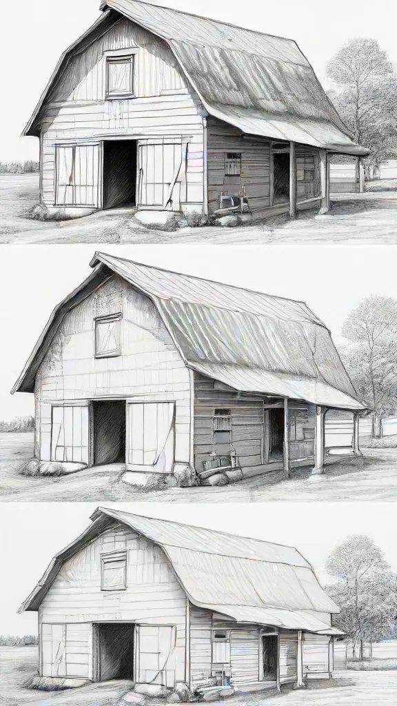 Barn Drawing Sketch Photo