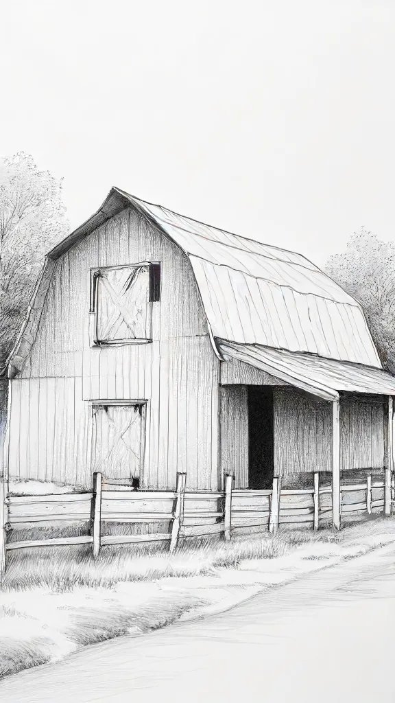 Barn Drawing Sketch Picture