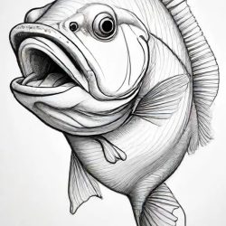 Bass Fish Drawing Art Sketch Image