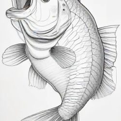 Bass Fish Drawing Sketch Image