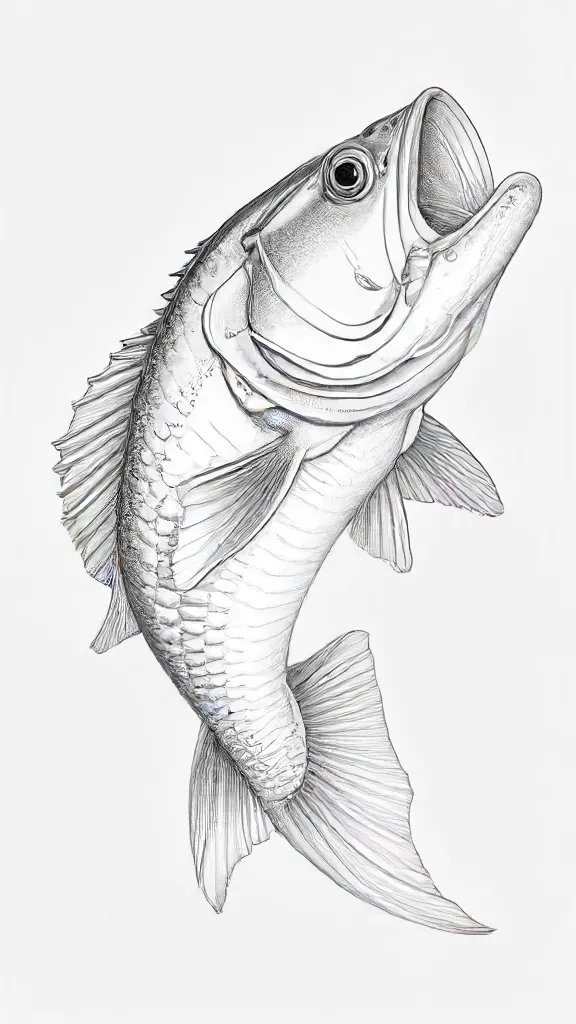 Bass Fish Drawing Sketch Picture