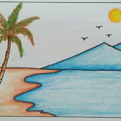 Beach Drawing Artistic Sketching