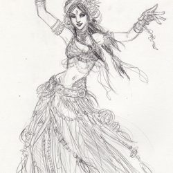 Belly Dancer Drawing Artistic Sketching