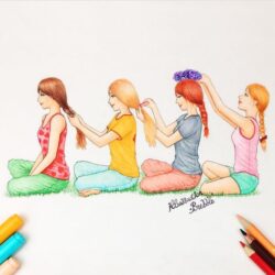 Best Friends Forever Drawing Intricate Artwork