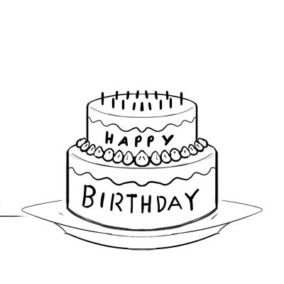 Birthday Cake, Festive Dessert, Joyful Occasion, Sweet Delight, Celebration Treat Drawing