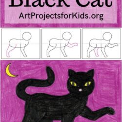 Black Cat Drawing Creative Style