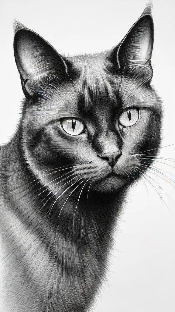 Black Cat Drawing Sketch Image