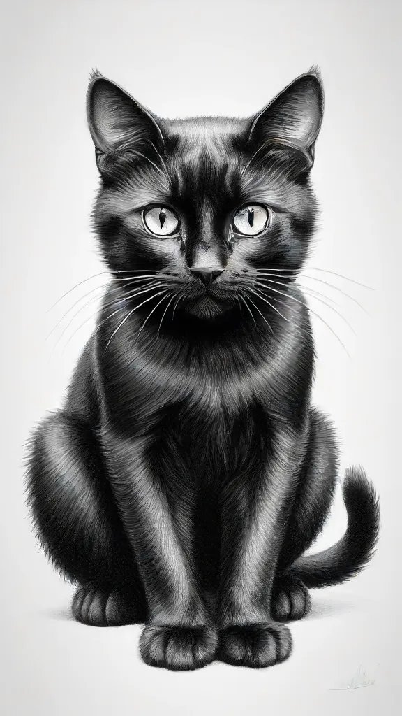 Black Cat Drawing Sketch Picture