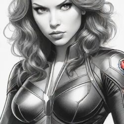 Black Widow Marvel Drawing Art Sketch Image