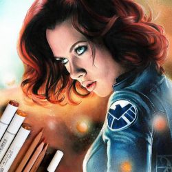 Black Widow Marvel Drawing Artistic Sketching