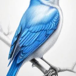 Blue Bird Drawing Sketch Image