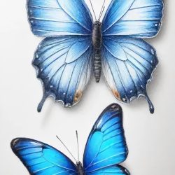 Blue Butterfly Drawing Art Sketch Image