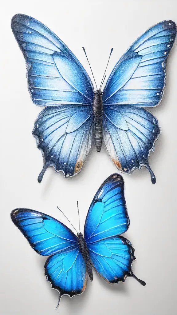 Blue Butterfly Drawing Art Sketch Image