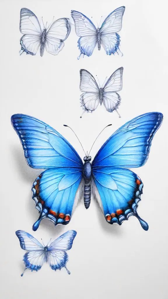 Blue Butterfly Drawing Sketch Photo