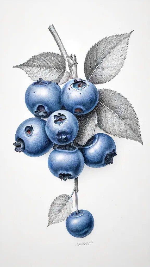 Blueberries Drawing Sketch Photo