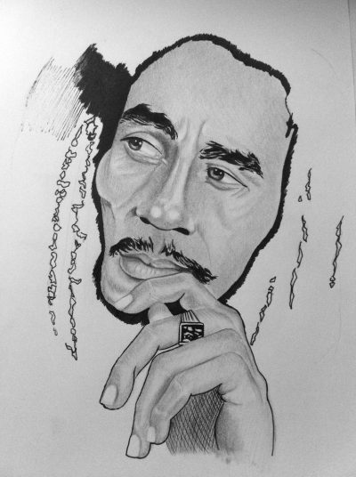 Bob Marley, Reggae Legend, Peace Advocate, Musical Genius, Jamaican Icon Drawing