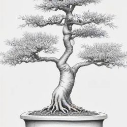 Bonsai Tree Drawing Sketch Photo