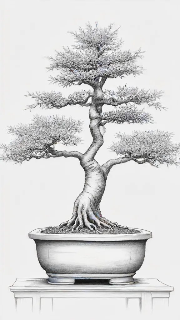 Bonsai Tree Drawing Sketch Photo