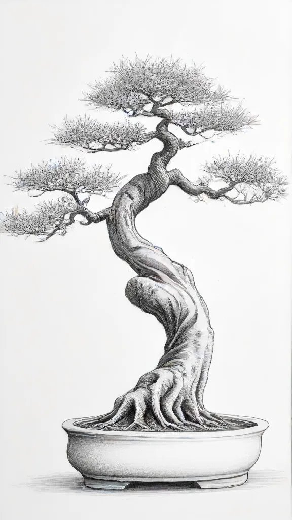 Bonsai Tree Drawing Sketch Picture