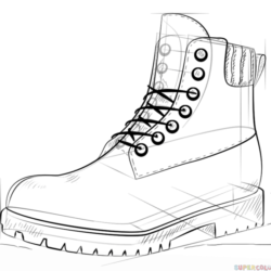 Boot Drawing Detailed Sketch