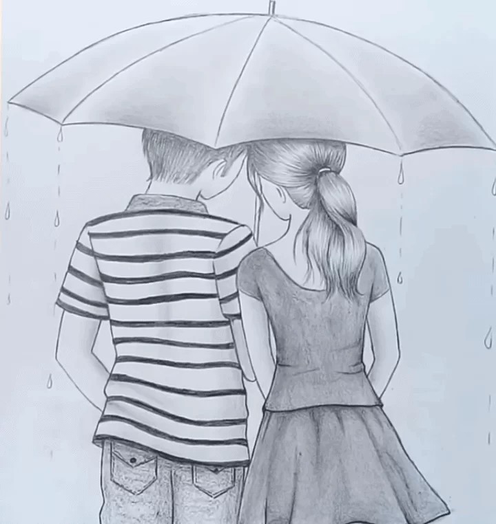 Boy and Girl Drawing Hand drawn Sketch