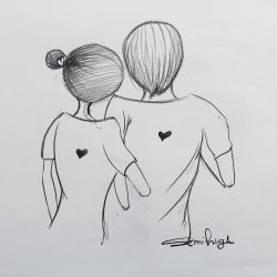 Boy and Girl Drawing Modern Sketch