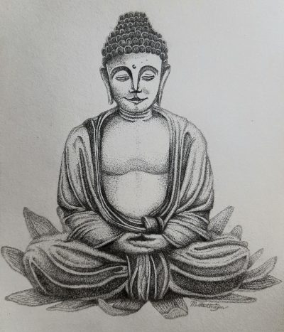 Buddha, Compassion, Enlightenment, Serenity, Mindfulness Drawing