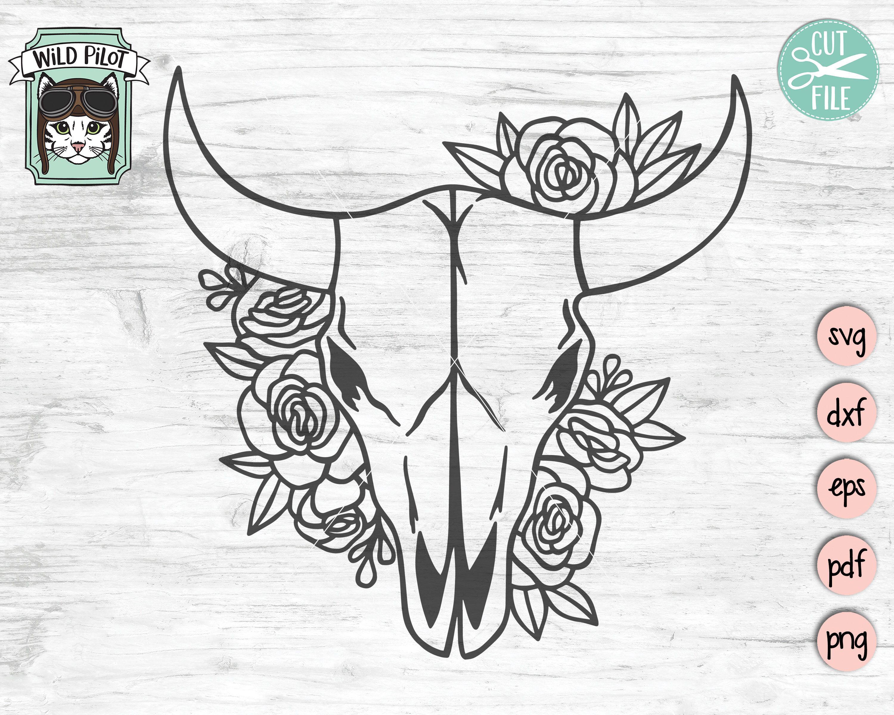 Bull Skull Drawing Hand Drawn