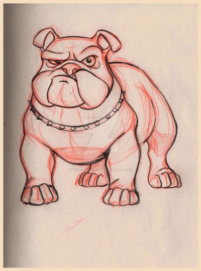 Bulldog, Tenacious, Affectionate, Strong, Loyal Drawing