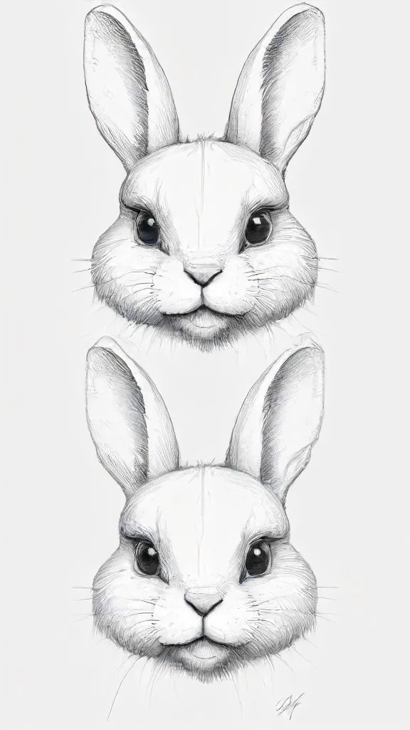 Bunny Face Drawing Art Sketch Image