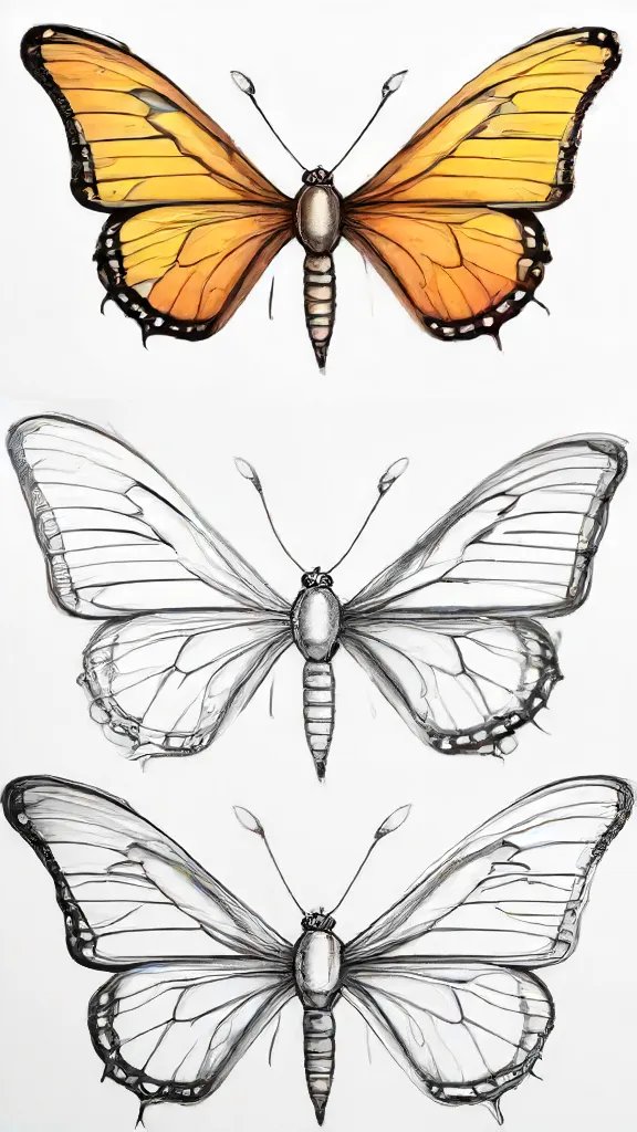 Butterfly Cartoon Drawing Sketch Photo