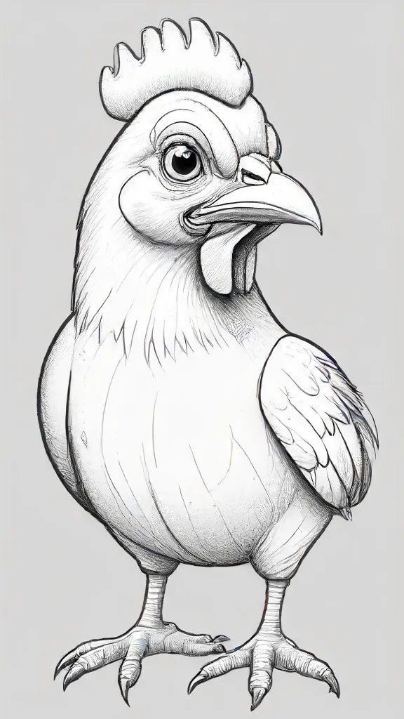 Cartoon Chicken Drawing Art Sketch Image