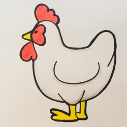 Cartoon Chicken Drawing Modern Sketch