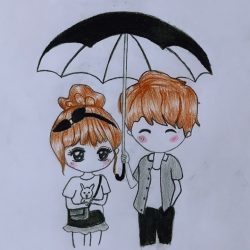 Cartoon Couple Drawing Creative Style