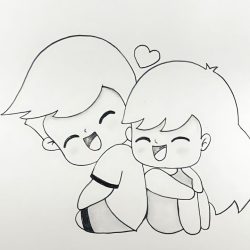 Cartoon Couple Drawing Fine Art
