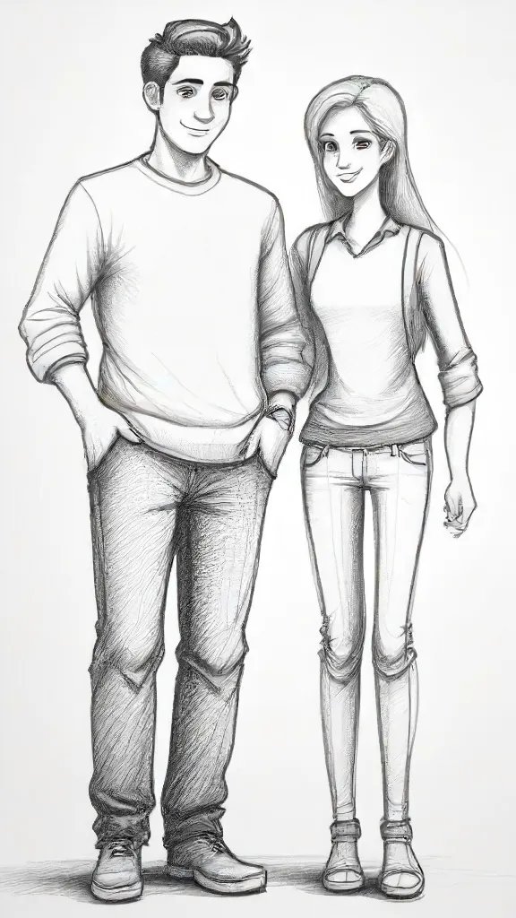 Cartoon Couple Drawing Sketch Picture