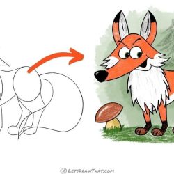 Cartoon Fox Drawing Modern Sketch