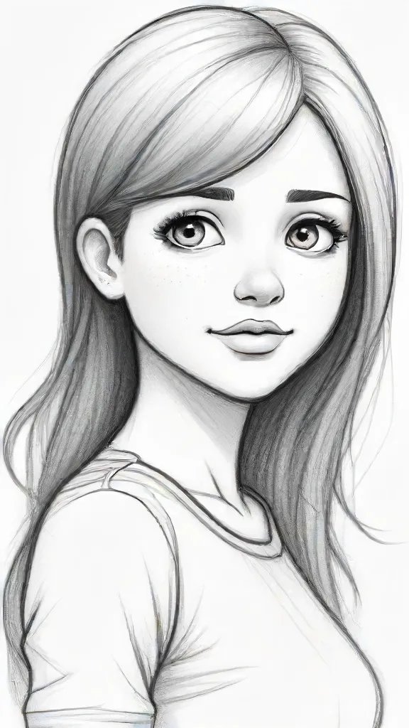 Cartoon Girl Drawing Art Sketch Image