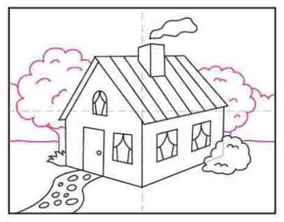 Cartoon House, Colorful Home, Whimsical Dwelling, Playful Residence, Animated Abode Drawing