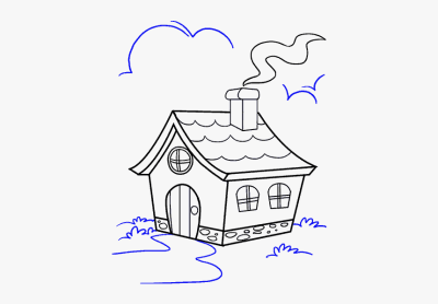 Cartoon House, Whimsical Dwelling, Playful Residence, Animated Abode, Colorful Cottage Drawing