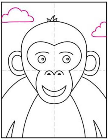 Cartoon Monkey, Animated Primate, Playful Character, Whimsical Creature, Colorful Design Drawing